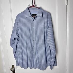 Jos. A. Bank Reserve Blue Check Plaid Cotton and Silk Button Down Shirt Size XL